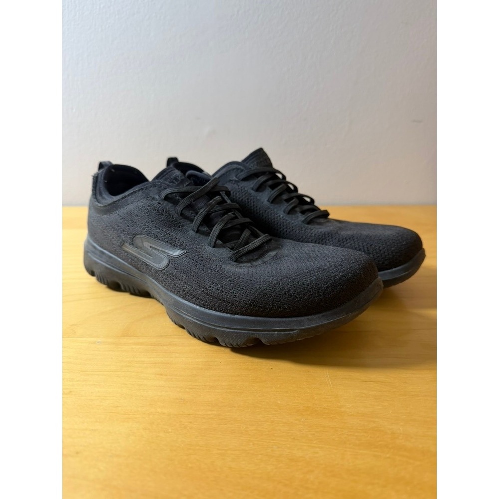 Skechers GoWalk 5 Women Black Knit Lace Up Walking Sneakers 15736 BBK US 9